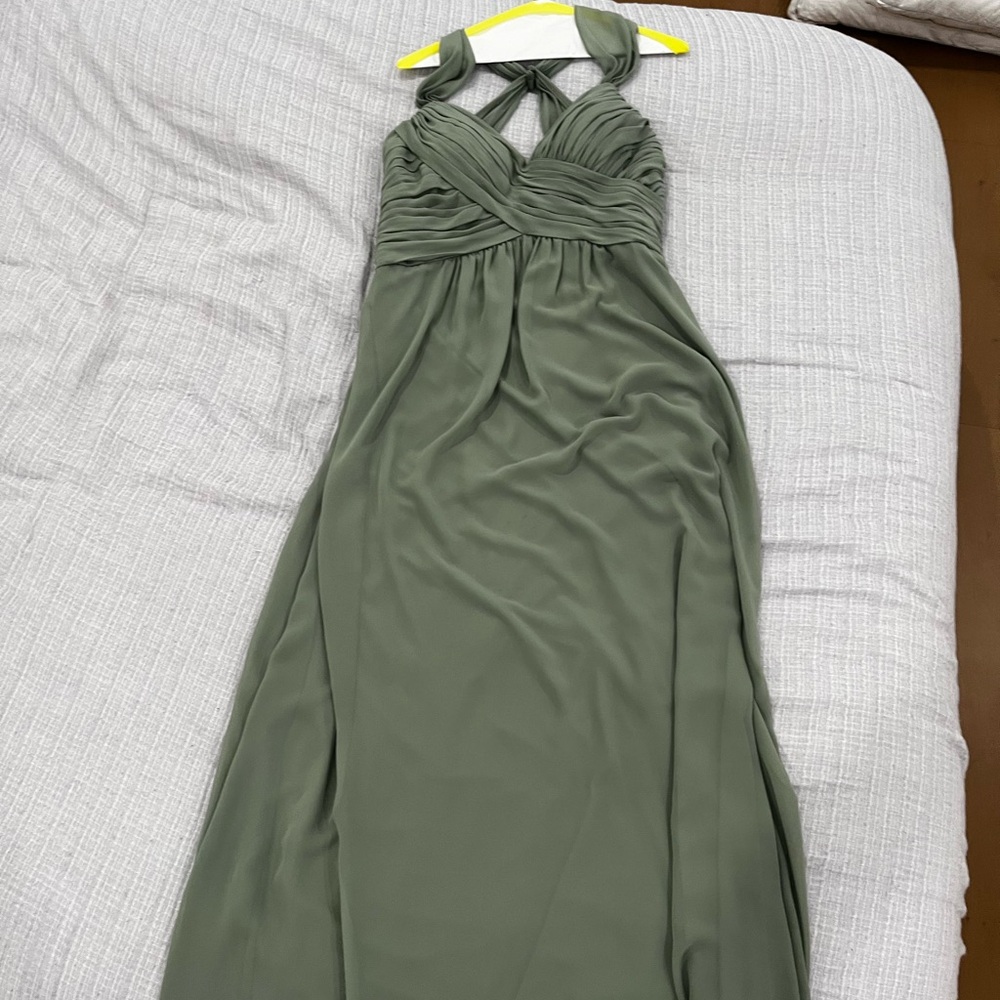 Elegant Sage Mori Lee Bridesmaid Maxi Dress